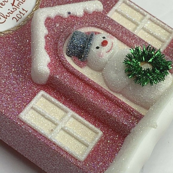 Hallmark Keepsake Ornament Welcome Christmas 2011 Exclusive VIP Repaint Pink - Picture 3 of 6